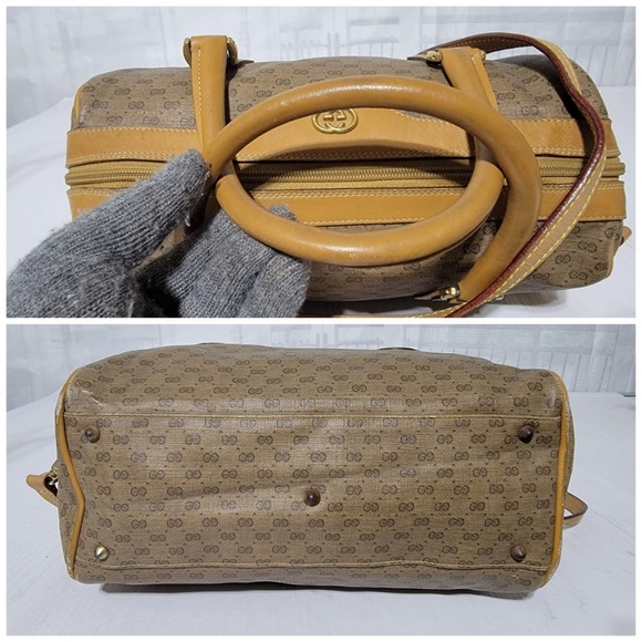 Authentic GUCCI Vintage Micro GG Canvas Boston Bag Beige/Brown - Picture 11 of 14